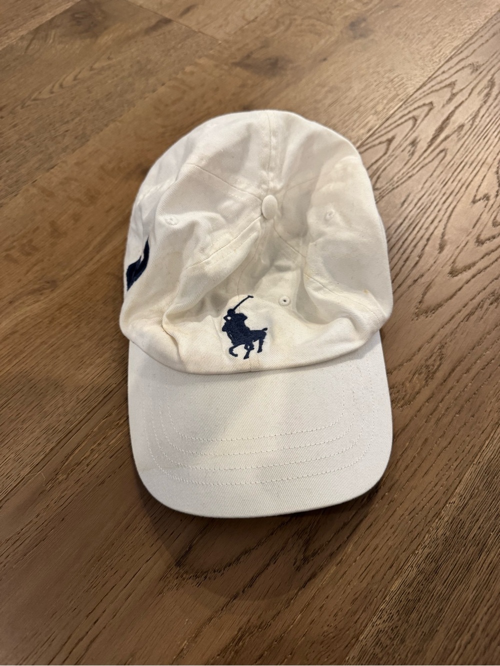 Ralph Lauren White Baseball Cap with Navy Polo Pony